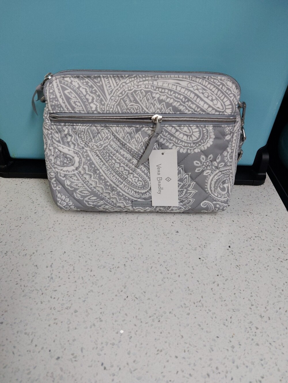Vera Bradley 👛 Triple Compartment Performance Twill Cloud Gray Paisley NWT